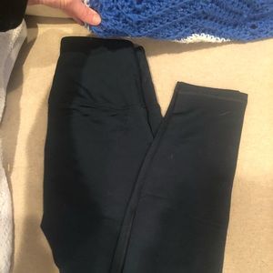 Dark teal green thermal running leggings